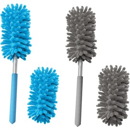 FCSNJH Pack of 4 Washable Duster Long Extendable 75 cm Telescopic Washable Spider Web Remover Telescopic Duster Extendable Cobweb Broom