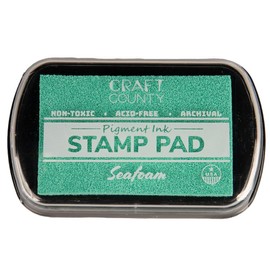 Craft County Pigment Ink Stamp Pad – Refillable Ink Pad in 15+ Colors – Raised Edges for Larger Stamps – Seafoam