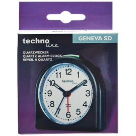 Technoline Quartz Alarm Clock Model SD Black Analogue Noctilucent Hands