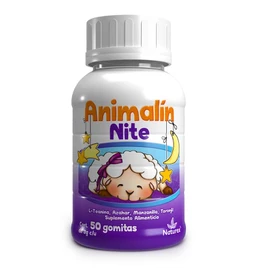 ANIMALIN NITE - gomitas para NIÑOS con l-teanina, inositol, colina y melatonina - ayuda a relajarse y dormir mejor