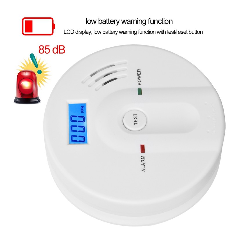 LCD Display Digital Carbon Monoxide Gas Poisoning Sensor Alarm Warning
