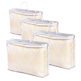 4 Pcs Clear Clothes Storage Bag,Clear Zippered Storage Bags,Wardrobe Storage Organizer Moving Bags with Reinforced Handle for Loft Wardrobe for Bedding Clothes Blanket Duvet