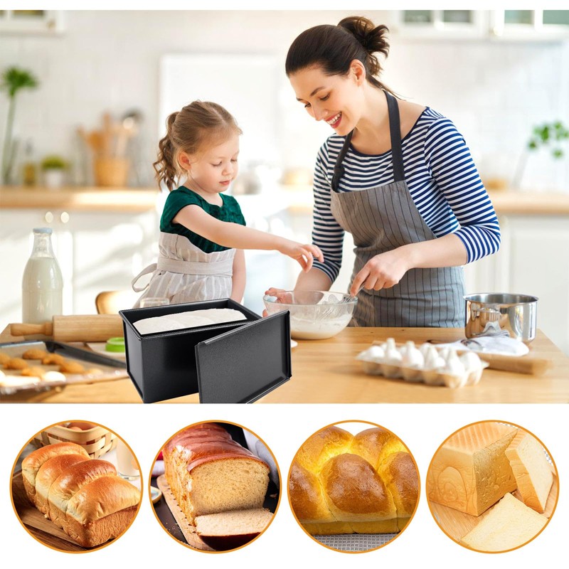 BORDEAG Bread Baking Mould with Lid, Non-Stick Bread Moulds for