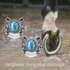 ONEFINITY Turquoise Horseshoe Earrings 925 Sterling Silver Horseshoe Studs Western