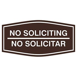 Signs ByLITA Fancy No Soliciting No Solicitar Sign (Dark Brown) - Medium