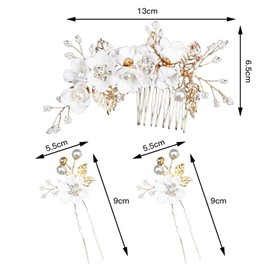 PrimeBlis Hair Ornament, Set of 3, Flower Hairpin Hair Pin, Pearl, Hair Accessories, Adults, School Entrance Ceremonies, Graduation Ceremonies, Weddings, Brides, Kimono, Everyday Use, White