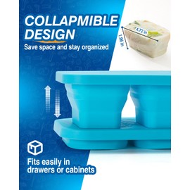 Silicone Freezer Trays With Lid, Stackable 1 Cup Silicone Freezer Molds, Easy To Use Soup Ice Cube Tray, Collapsible Freezing Molds for Meal Prep, Broth, Sauce, Leftovers, Soup Storage Gift Set