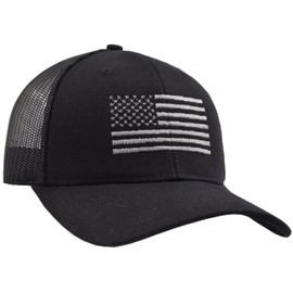 TSSGBL M-L, XL,XXL American Flag Trucker Hat Men Women Adjustable Extra Big Head Work Ball Cap Snapback Mesh USA Baseball Hat Black/Grey
