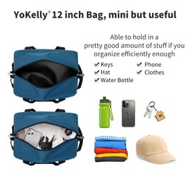 Small Gym Bag Carry On Bag - 12 inch Mini Duffle Bag Lightweight for Overnight Travel 30x20x20cm-Bright Blue