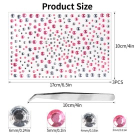 Rhinestone Stickers for Crafts Face Gems Pearls for Makeup Stick on Body White PinkClear Crystal Tweezers Decals 3/4/5/6MM Yellow Hair Nails Craft DIY Gems for Nails Makeup Decor 975PCS