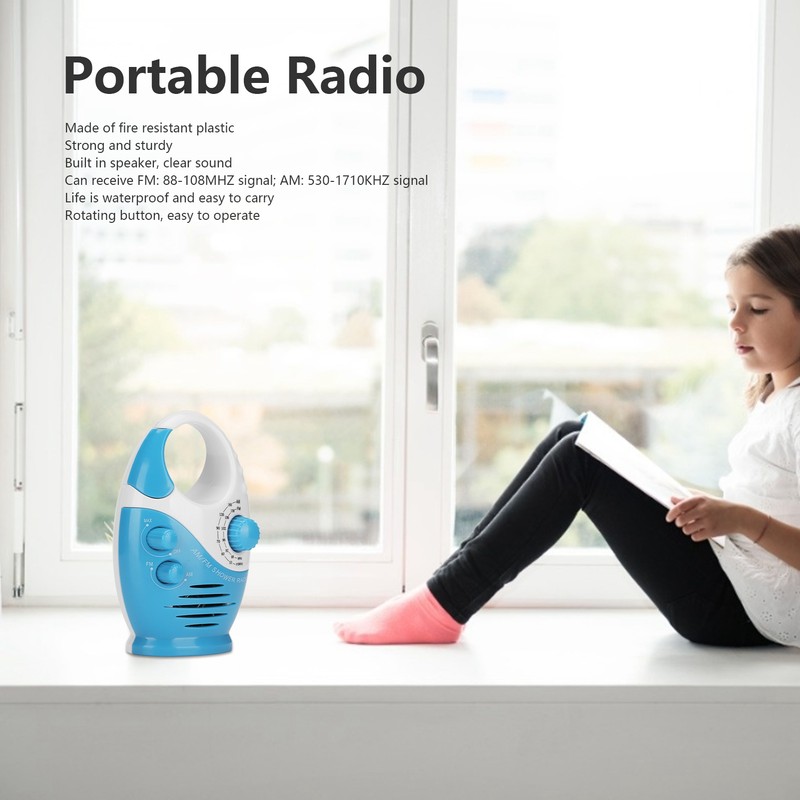 AM FM Portable Radio Portable Hook Type Waterproof Broadcast Music