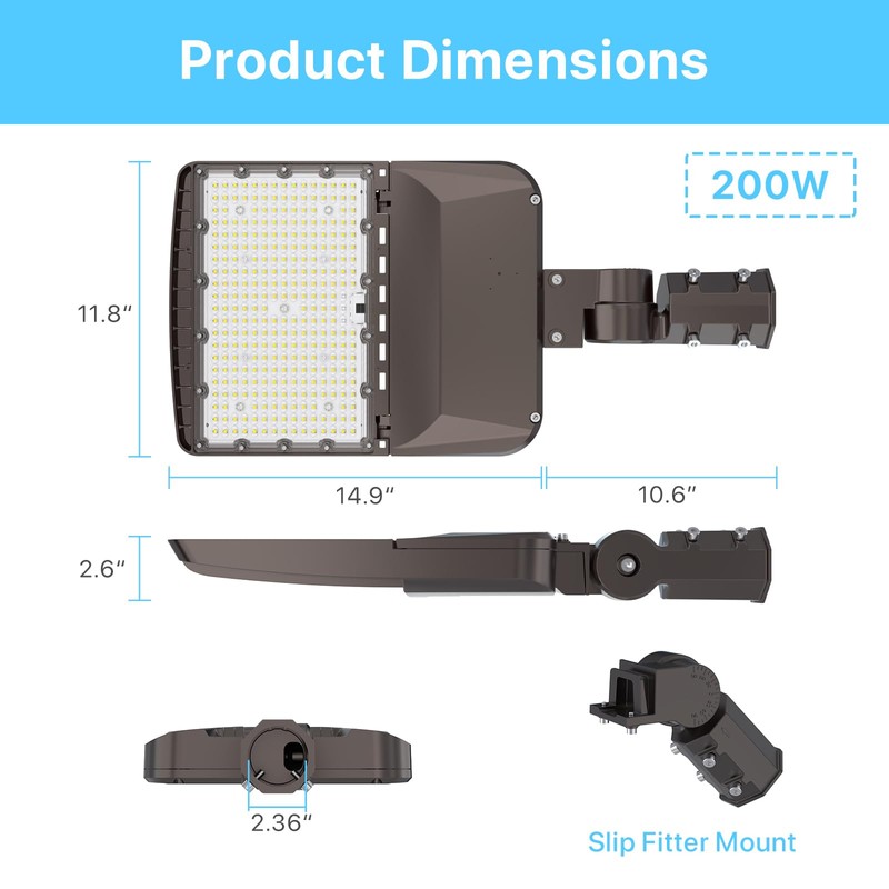HYPERLITE LED Parking Lot Lights 200W with Dusk to Dawn
