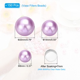PATIKIL 150 Pieces Floating Beads, 8/14/20mm Vase Fillers, Light Purple Plastic Round Beads