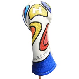 Majek Headcover Limited Edition Vintage Leather Style Psychedelic Colorful Groovy Custom Design Hybrid Head Cover