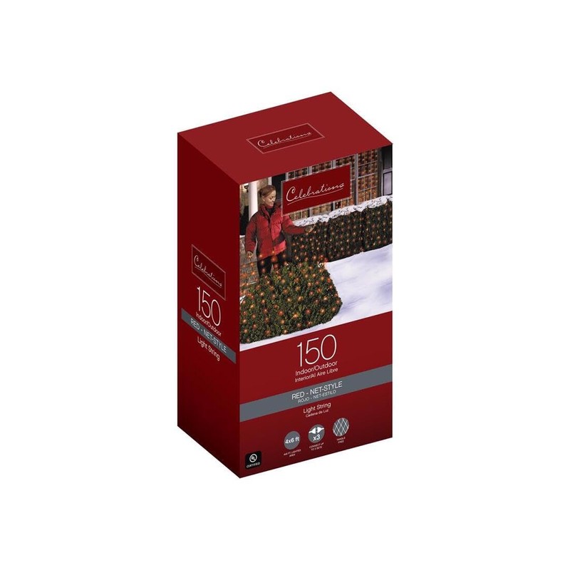 Celebrations Commercial Net Lights Red Bulbs 4' L X 6'