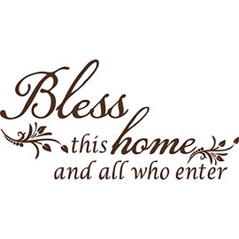 Brown 22'' X 10'' Bless This Home and All who Enter - Vinyl Wall Decal Entryway Living Room DÃ©cor Art Letters Quotes Stencil