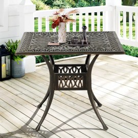 MFNKT 35.4" Cast Aluminum Dining Table, Bistro Table with 2.0” Umbrella Hole