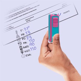 Sello Portátil Signos Vitales 1.8x4.7cm Para Enfermería (Turquesa-Rosa)