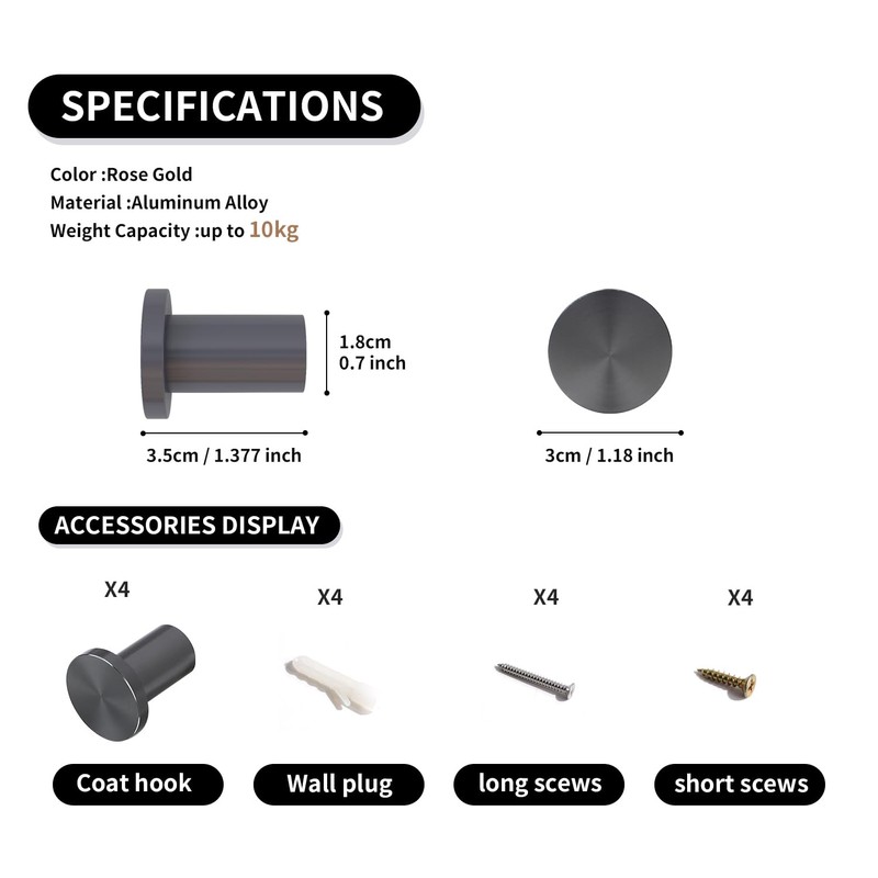 JS Wall Hooks for Hanging Coats Screw in Coat Hanger