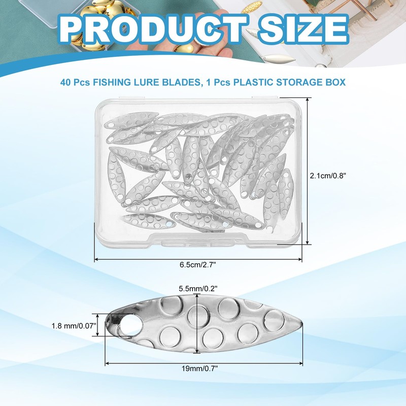 PATIKIL Fishing Lure Blades, 40 Pack 0.7" x 0.2" Round