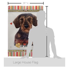 Breeze Decor Miniature Dachshund Happiness House Flag Eagle Set Dog Puppy Spoiled Paw Canine Fur Pet Nature Farm Animal Creature Banner Small Garden Yard Gift Double-Sided, Made in USA