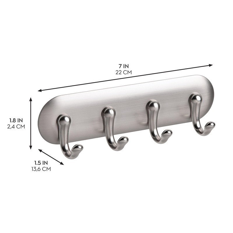 iDesign Self-Adhesive Key Rack with 4 Hooks - Key Holder