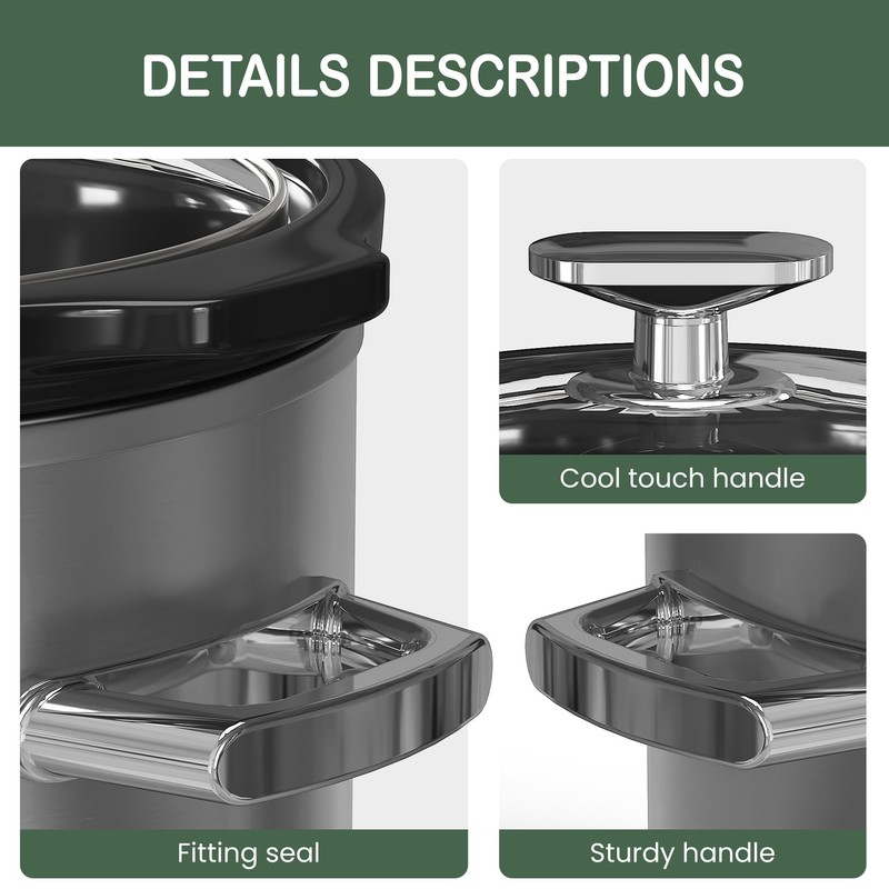 HEYNEMO 2 QT Small Slow Cooker, 3 Adjustable Temp, Upgraded