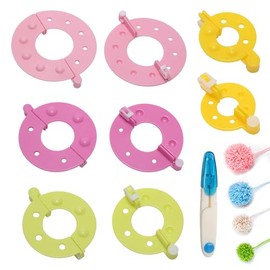 9Pcs Pom Pom Maker Kit: 4 Sizes Pom Pom Makers with Small Scissors, DIY Pompom Craft Fluff Ball Weaver Knitting for Hats, Dolls