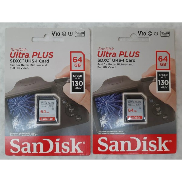 SanDisk Lot of 2 SanDisk Ultra Plus SDXC UHS-I Memory