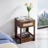 OUTWIND Rattan Nightstands, with Rattan Decor Drawer and Open Shelf,