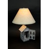 Rustic Galvanized Grey House-Shaped Double Light Table Lamp and Accent