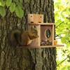 Relaxdays 1 x Wooden Squirrel Feeder, 2 Entrances & Seating