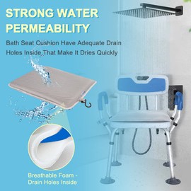 Shower Seat Cushion for Inside Shower, Bath Seat Mat Cushion Shower Chair Pad for Elderly Seniors, Bath Chair Pad Shower Bench Pillow Bathtub Cushion Tub Seats for Butt Sitting