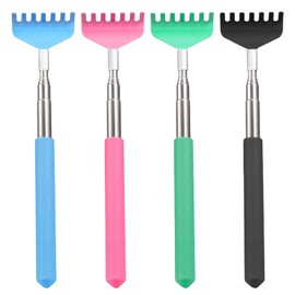 Back Scratcher, 4 Pack Extendable Stainless Steel Back Scratcher, Portable Telescoping Back Scratchers with Rubber Handles for Adults Men Women