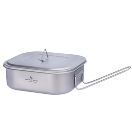 Boundless Voyage Outdoor Camping Titanium Military Mess Tin with Lid Folding Handle Bushcraft Lunch Box Cookware 1L