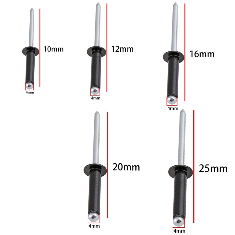 Leliafleury 100Pcs Flange Blind Rivets M4 x 12mm Aluminium Blinds