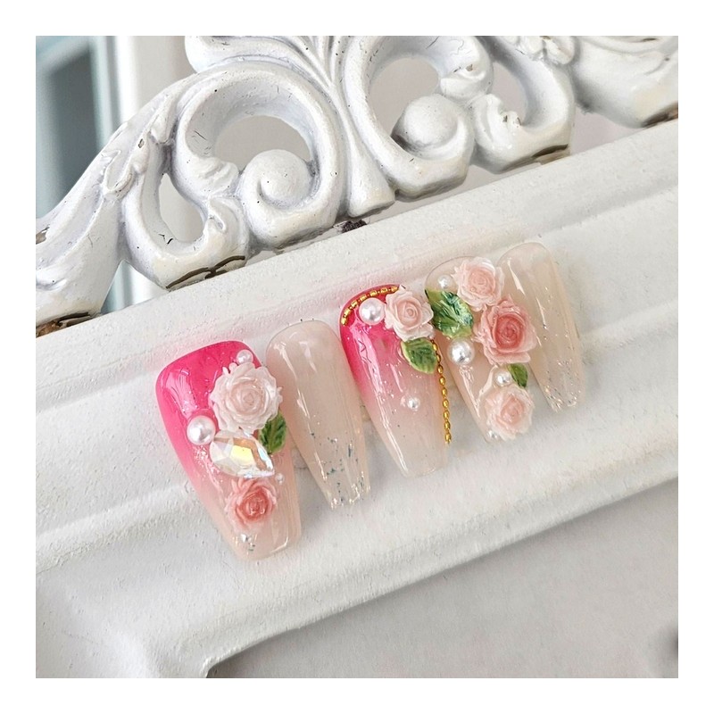 Rosewall handmade nail tips - Ballerina L / 로즈월 수제네일팁