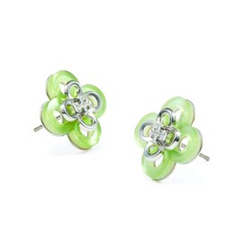 Tory Burch KIRA CLOVER STACKED STUD (Silver/Mint)