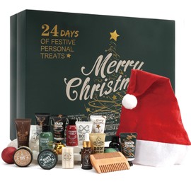Rinse&Robust Mens Christmas Gifts 2025 Advent Calendar 24PCS Beauty Advent Calendar for Men Christmas Advent Calendars Holiday Gifts 24 Days Countdown Calendar Beard Care Grooming for Men