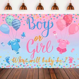 WODJR Gender Reveal Backdrop Gender Reveal Party Decorations Baby Shower Backdrop Boy or Girl Backdrop Blue Pink What Will Baby Be Backdrop Gender Reveal Banner for Boy or Girl Baby Shower Party Decor