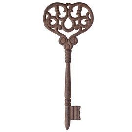 CraftyCrocodile Large Cast Iron Skeleton Key - Gothic Furniture Rustic Home Decor for Farmhouse, Living Room, Bedroom, Home, Kitchen Vintage Metal Wall Decor - Outdoor Wall Art Victorian Decor