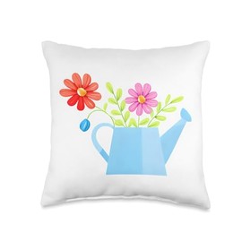 Gartenoutfit Florist Blumen Gärtnerei Green Plant Watering Can Flowers Garden Throw Pillow, 16x16, Multicolor