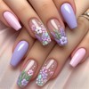 Press On Nails, Floral Little Flower, Short Square Almond Ballet