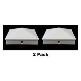 Plastic Pyramid 4x4 Nominal (3-5/8"x3-5/8") Fence Post Caps with Pre-Drilled Hole Black or White Multi- Quantity Packs (2, White)