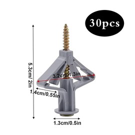 Plasterboard Wall Plugs Set -30pcs Plasterboard Fixings, Heavy Duty Expansion Tube for Strong Hold Hollow Drywall Fixings