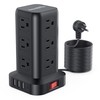 15FT USB C Power Strip Surge Protector Tower, Mini Power