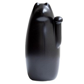 SETOMANEKI Maneki Neko Seto Ware Good Luck Figurine, Simple Interior (Black, Medium)