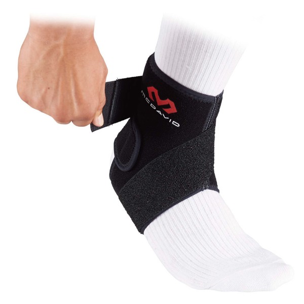 McDavid M437 Ankle Supporter, Strap Ankle Wrap, Fixed, Compression Strap, Right L, Black, Sports, Basketball, Volley, Soccer, Baseball