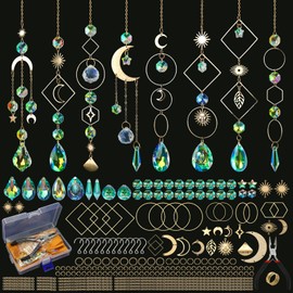 Sun Catcher Kits for Adults, 228pcs DIY Suncatcher Making Supplies Arts and Crafts for Girls Women Hanging Ornaments for Indoor Windows Prism with Crystal Balls Gift for Birthday Mother's Day