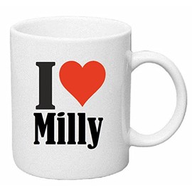 Reifen-Markt Kaffeetasse I Love Milly Keramik Höhe 9,5cm ? 8cm in Weiß